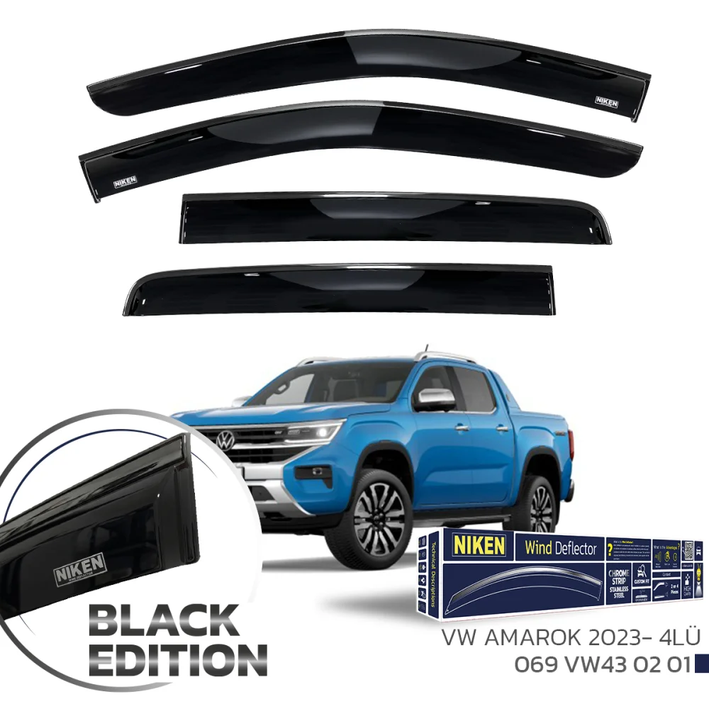 Volkswagen Amarok Cam Rüzgarlığı 4'lü Kromlu Black Edition