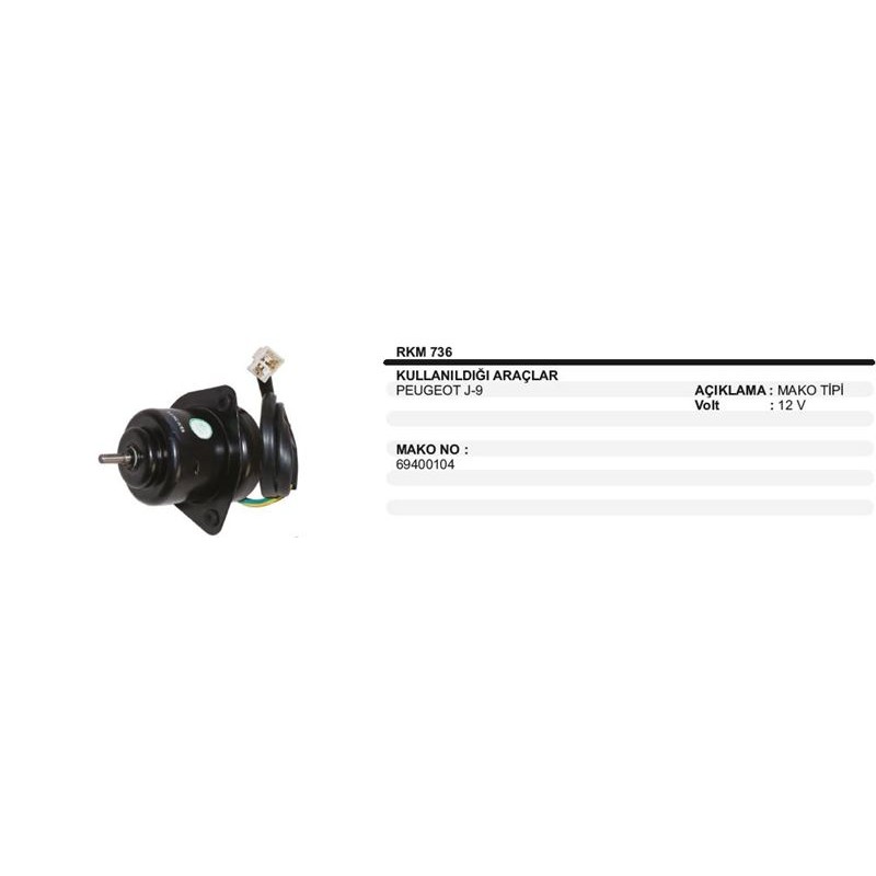 KALORİFER MOTORU 12V MAKO TİPİ J9