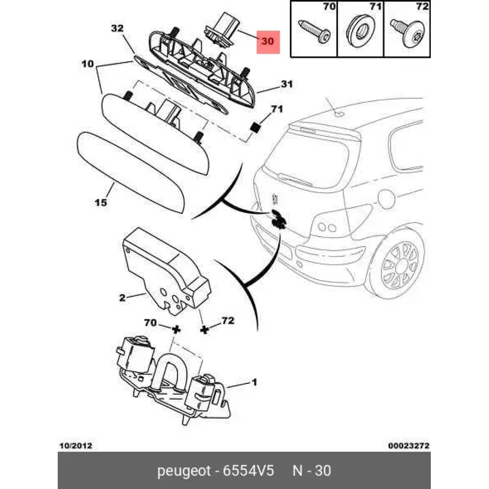 Peugeot 206 Bagaj Kontaktör Anahtarı 6554.V5