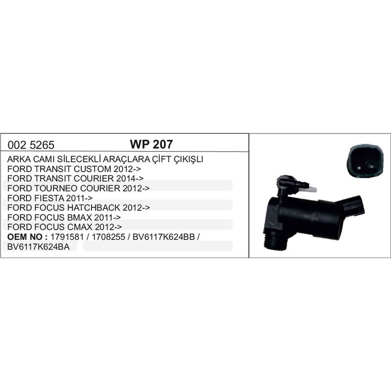 SU FİSKİYE MOTORU  12V. FORD TRANSIT/TOURNIER/FIESTA 12>