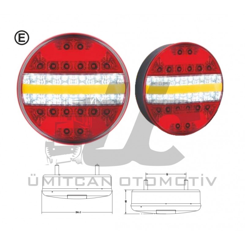 Ürün Kodu : ÇR.202110-24V - YUVARLAK NEON LED 5 FONKSİYONLU DÜZ SİNYALLİ HAMBURGER STOP LAMBASI 24V